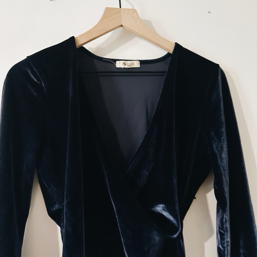Medium Dark Purple Madewell Velvet Long-Sleeve Body Suit